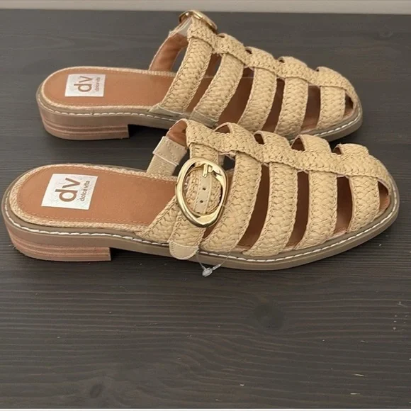 Dolce Vita DV Fyona Mule Sandals Raffia Slingback Straps Buckle Size 7.5 - Picture 3 of 8